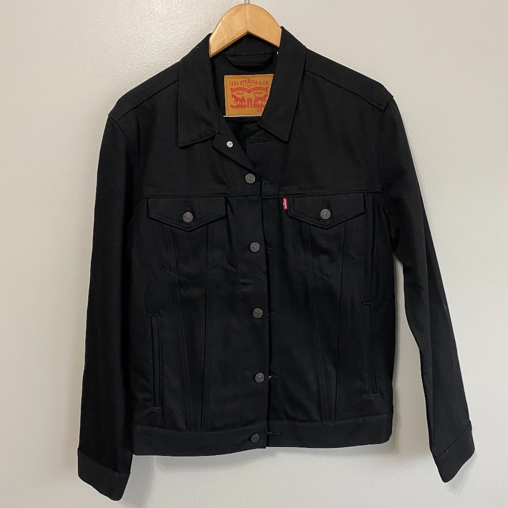 Mens Levis Black Jean Trucker Jacket Size Medium